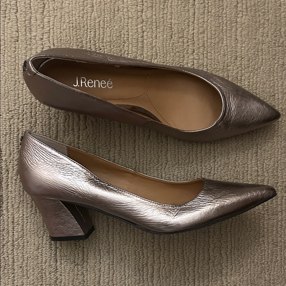 J. Renee Leather Block Heel Pointy Toe Pumps - Never Worn